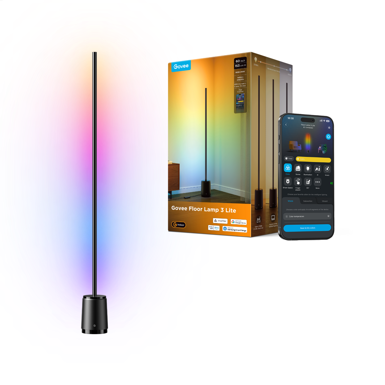 Govee Smart Floor Lamp 3 Lite with 1400 Lumens | Govee US